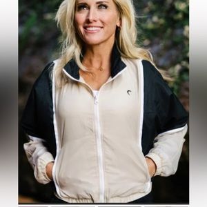 Zyia jacket.  Tan and black.